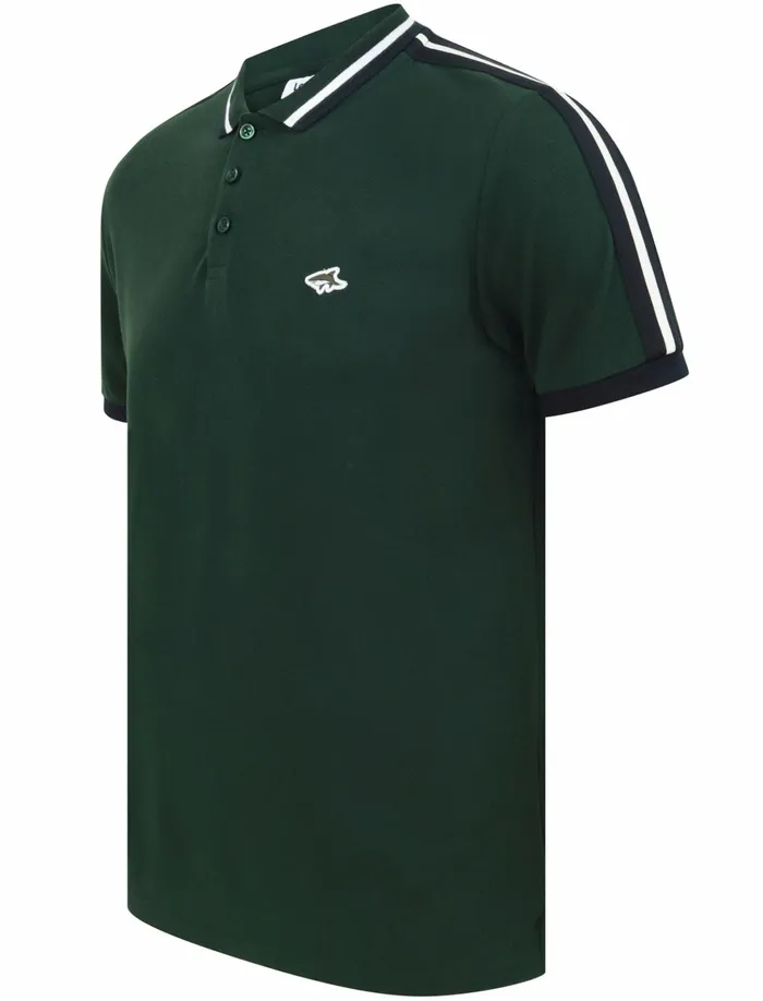 Men Polo Shirts Tokyo Laundry Crown Cotton Pique Polo Shirt With Racer Stripe Sleeves In Pine Grove 8211 Le Shark Green Men Polo Shirts Tokyo Laundry Crown Cotton Pique Polo Shirt With Racer Stripe Sleeves In Pine Grove 8211 Le Shark Green