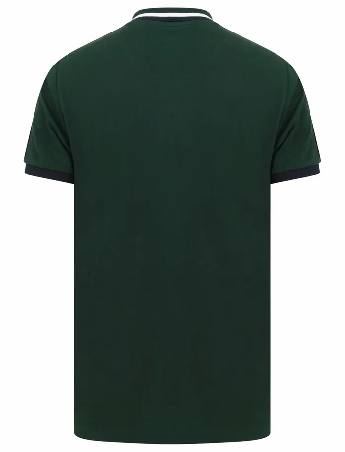 Men Polo Shirts Tokyo Laundry Crown Cotton Pique Polo Shirt With Racer Stripe Sleeves In Pine Grove 8211 Le Shark Green