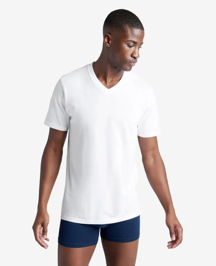 Men Polos and TShirts Kenneth Cole Cotton VNeck Undershirt 3Pack White