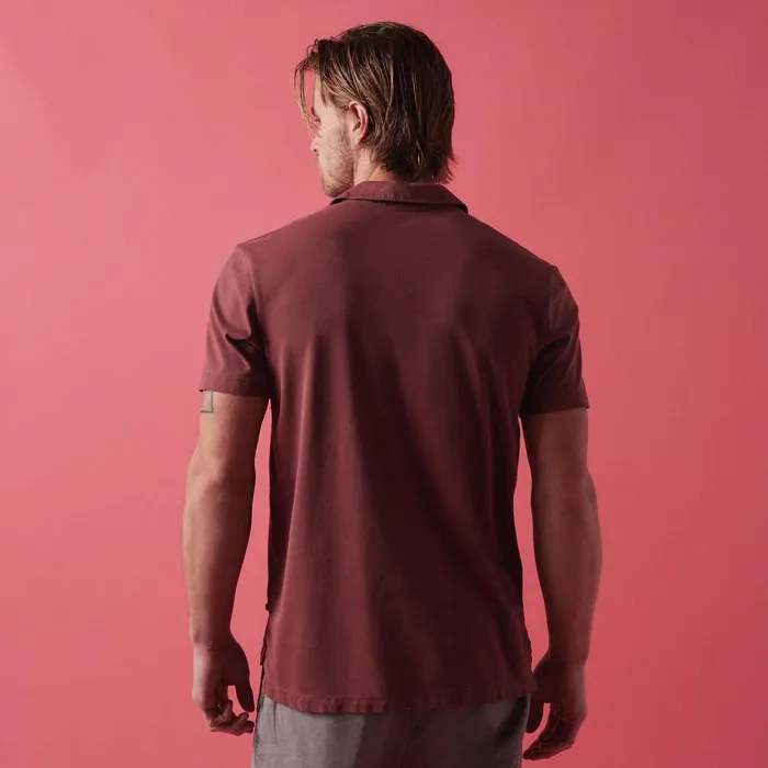 Men PolosNovelty Tops James Perse Sueded Jersey Polo Claret Pigment