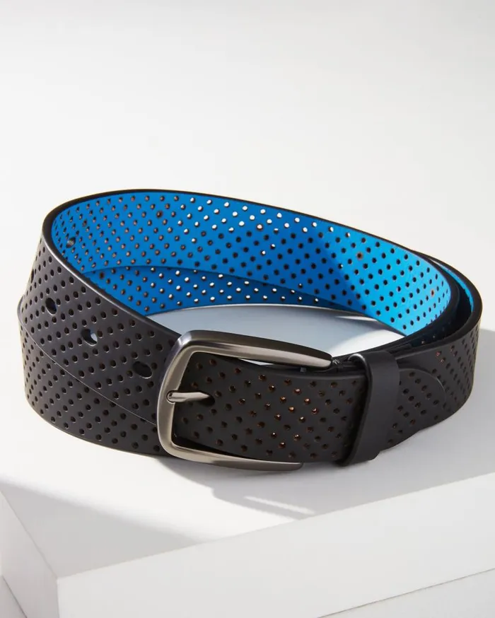 Men Reversible Pebbled Leather Belt Blackcognac Tommy Bahama Belts