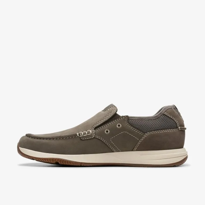 Men Sailview Step Taupe Nubuck Clarks Loafers and Slip Ons