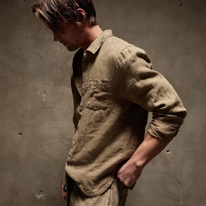 Men Shirting James Perse Lightweight Linen Shirt Cashew Pigment
