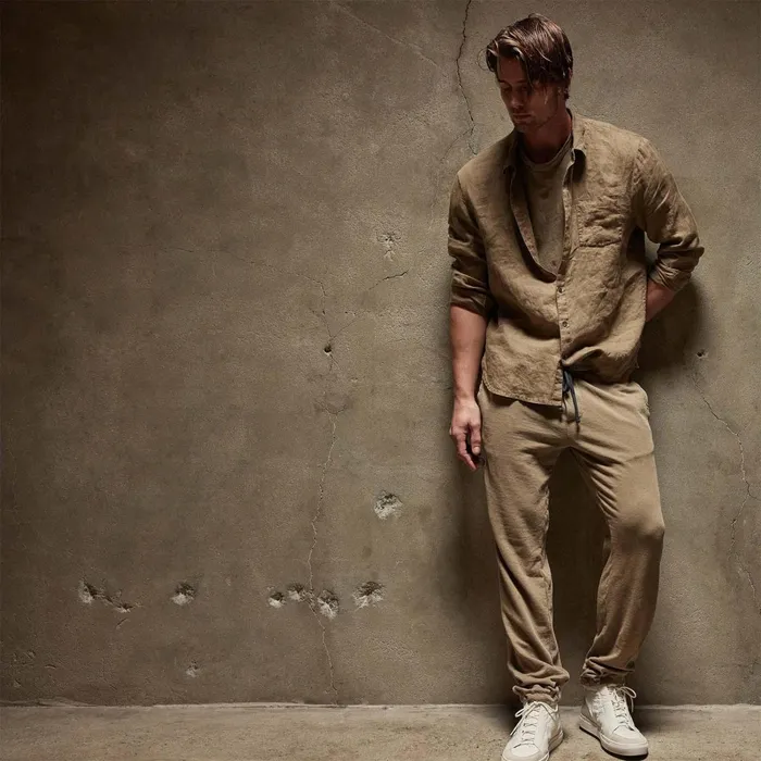 Men Shirting James Perse Lightweight Linen Shirt Cashew Pigment
