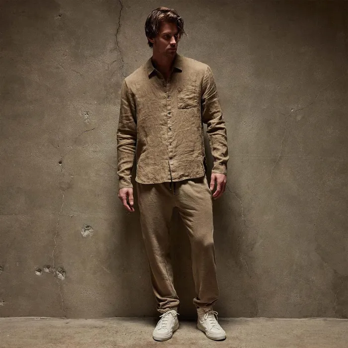 Men Shirting James Perse Lightweight Linen Shirt Cashew Pigment