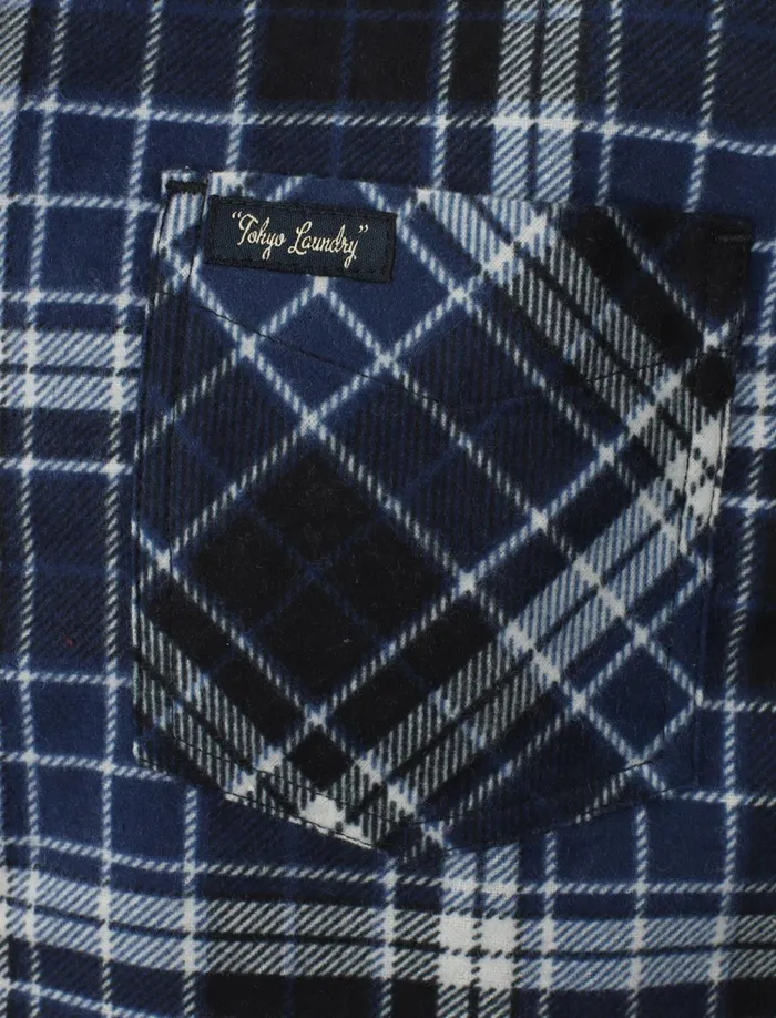 Men Shirts Tokyo Laundry Denshaw Checked Cotton Flannel Shirt In Blue Depths 8211 Tokyo Laundry Mazarineblue