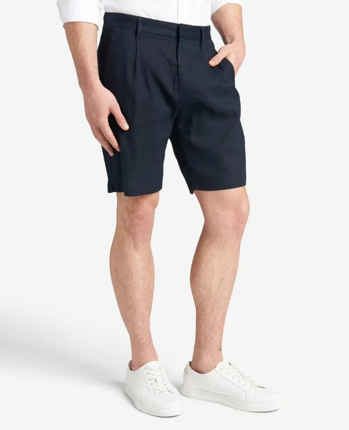 Men Shorts Kenneth Cole Performance Pleated Linen Short Navy