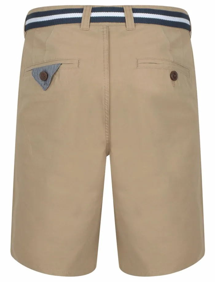 Men Shorts Tokyo Laundry Crater Cotton Twill Chino Shorts With Woven Belt In Cornstalk 8211 Tokyo Laundry Brown