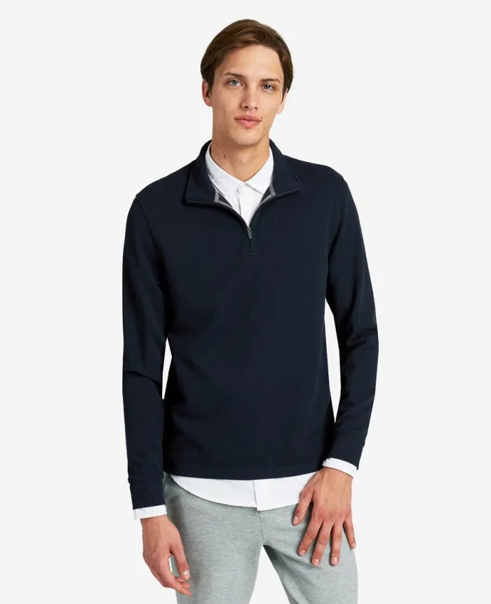 Men Sweaters Kenneth Cole QuarterZip Knit Pullover Navy Men Sweaters Kenneth Cole QuarterZip Knit Pullover Navy