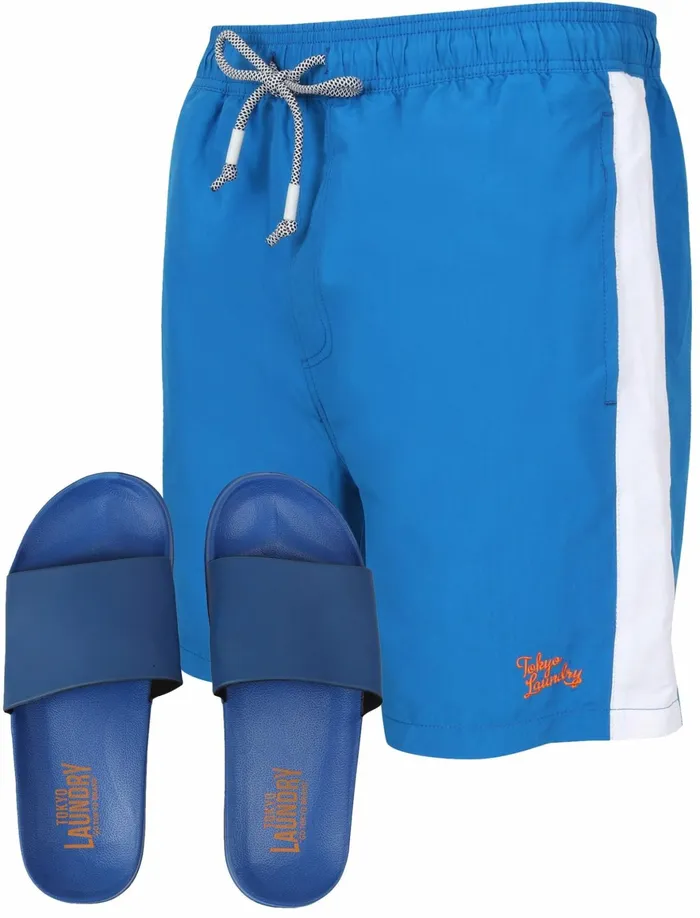 Men Swimwear Tokyo Laundry Velorium Swim Shorts With Free Matching Sliders Set In Turkish Sea 8211 Tokyo Laundry Blue Men Swimwear Tokyo Laundry Velorium Swim Shorts With Free Matching Sliders Set In Turkish Sea 8211 Tokyo Laundry Blue