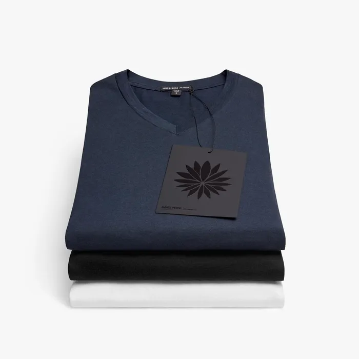 Men TShirts James Perse 3 Pack Luxe Lotus Jersey V Neck Tee Blackwhitefrench Navy