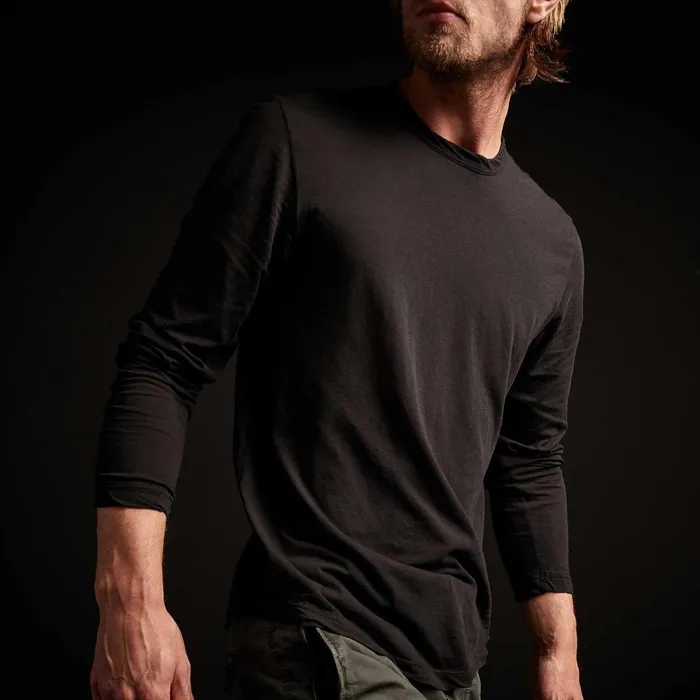 Men TShirts James Perse Shirttail Hem Crew Black
