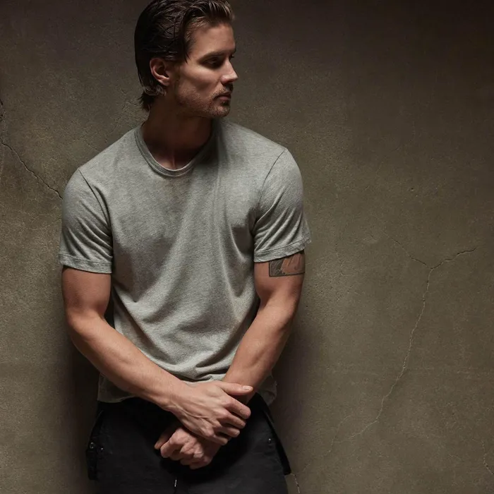 Men TShirts James Perse Short Sleeve Crew Neck Heather Grey