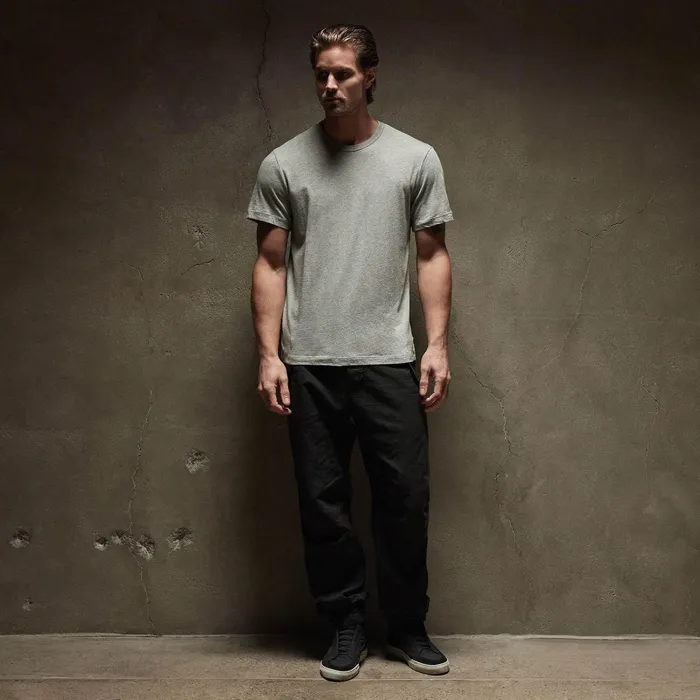 Men TShirts James Perse Short Sleeve Crew Neck Heather Grey