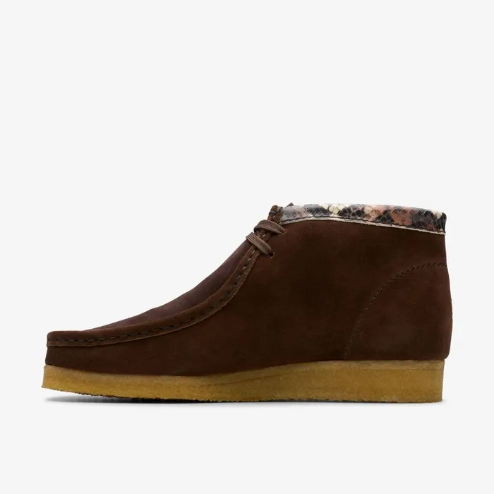 Men Wallabee Boot Brown Snake Combination Clarks Boots