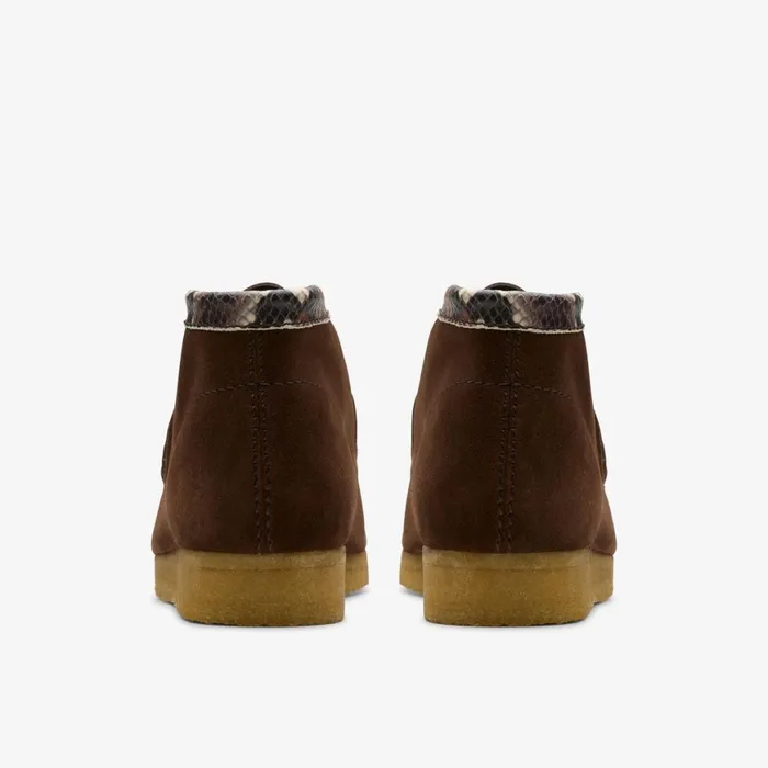 Men Wallabee Boot Brown Snake Combination Clarks Boots