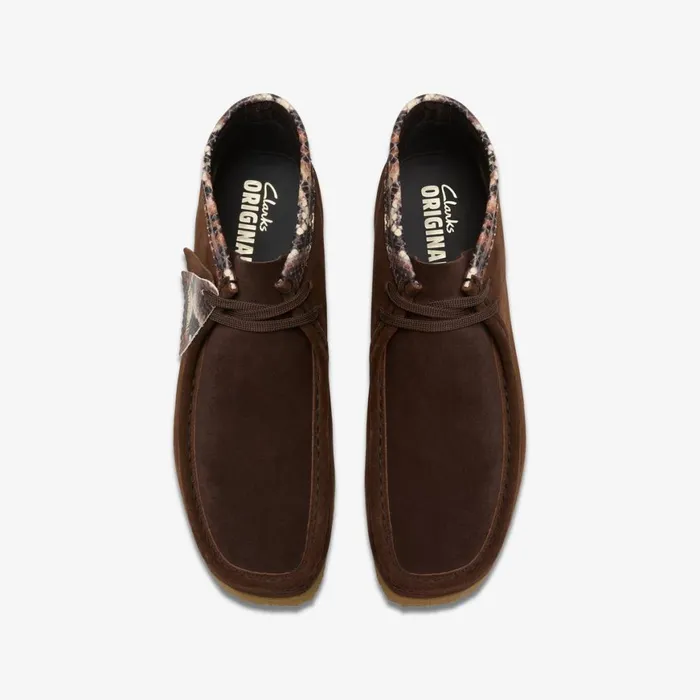 Men Wallabee Boot Brown Snake Combination Clarks Boots