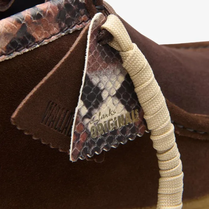 Men Wallabee Boot Brown Snake Combination Clarks Boots