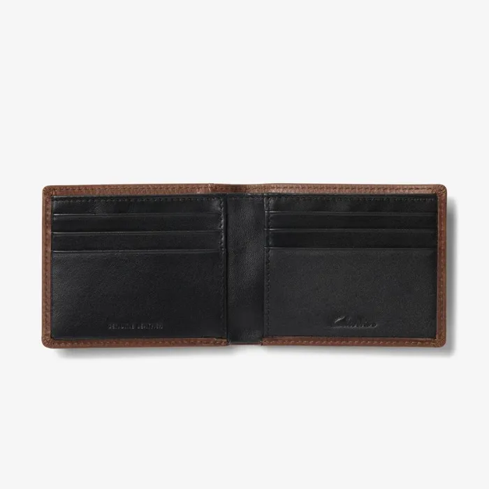 Men Weathered Pebble Slimfold Wallet Brown Clarks Wallets