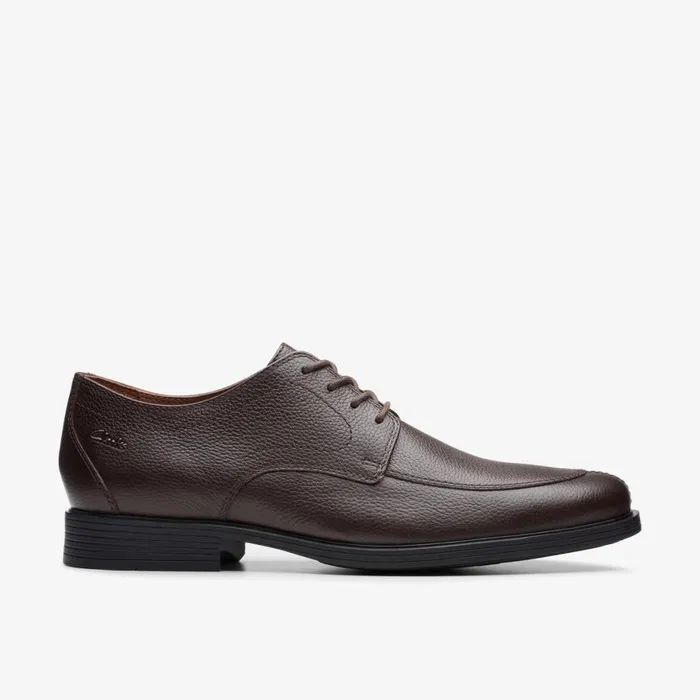Men Whiddon Apron Dark Brown Tumbled Clarks Dress Shoes