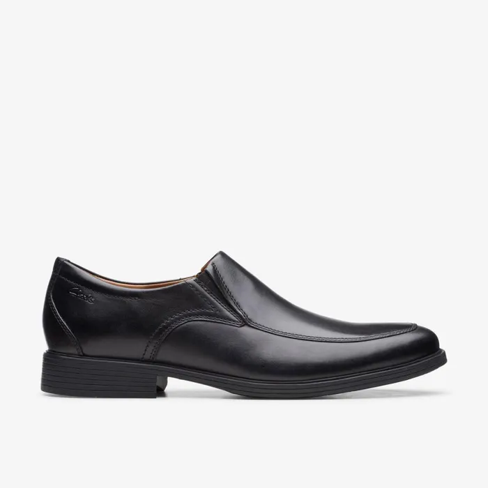 Men Whiddon Step Black Leather Clarks Dress Shoes