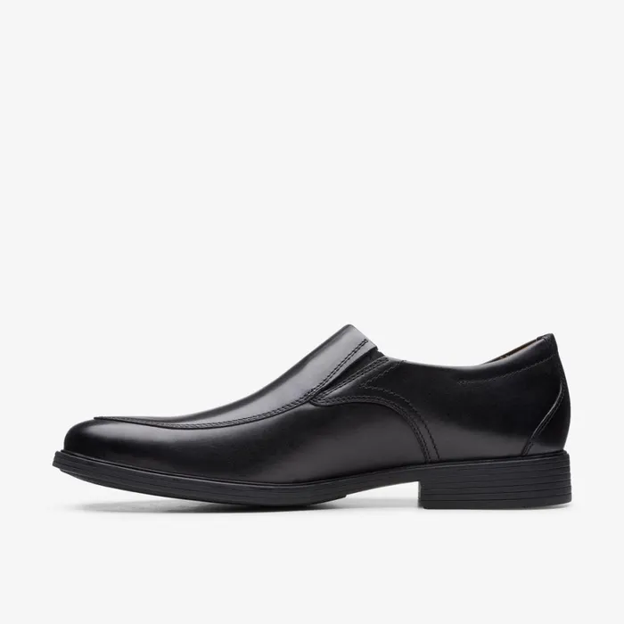 Men Whiddon Step Black Leather Clarks Dress Shoes