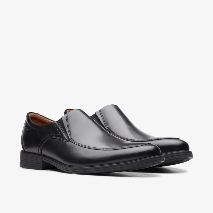 Men Whiddon Step Black Leather Clarks Dress Shoes
