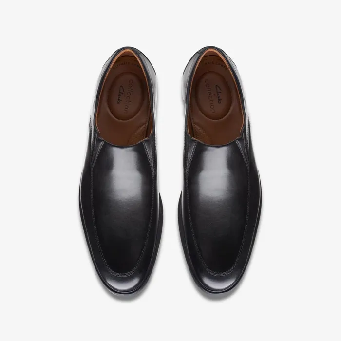 Men Whiddon Step Black Leather Clarks Dress Shoes