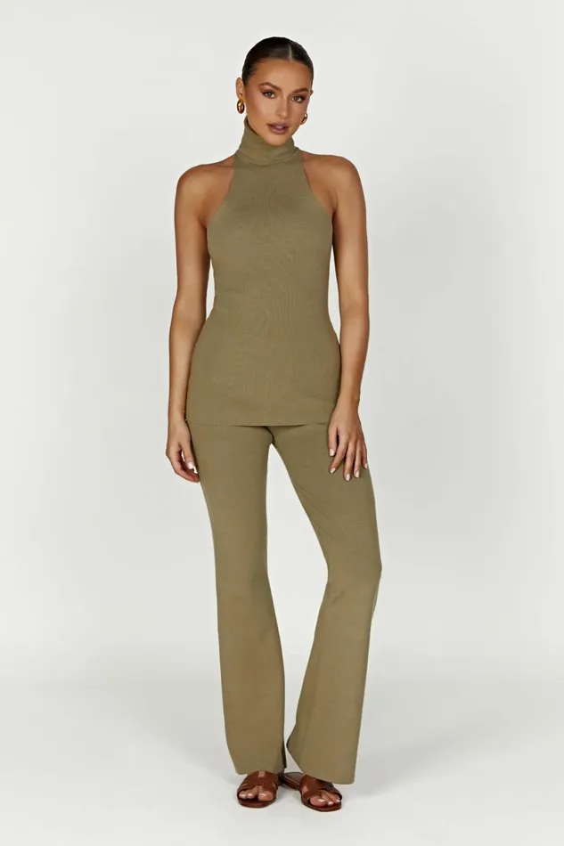Meshki Basic Tops Kelsea Sleeveless Turtleneck Top 8211 Olive Olive 8211 Women