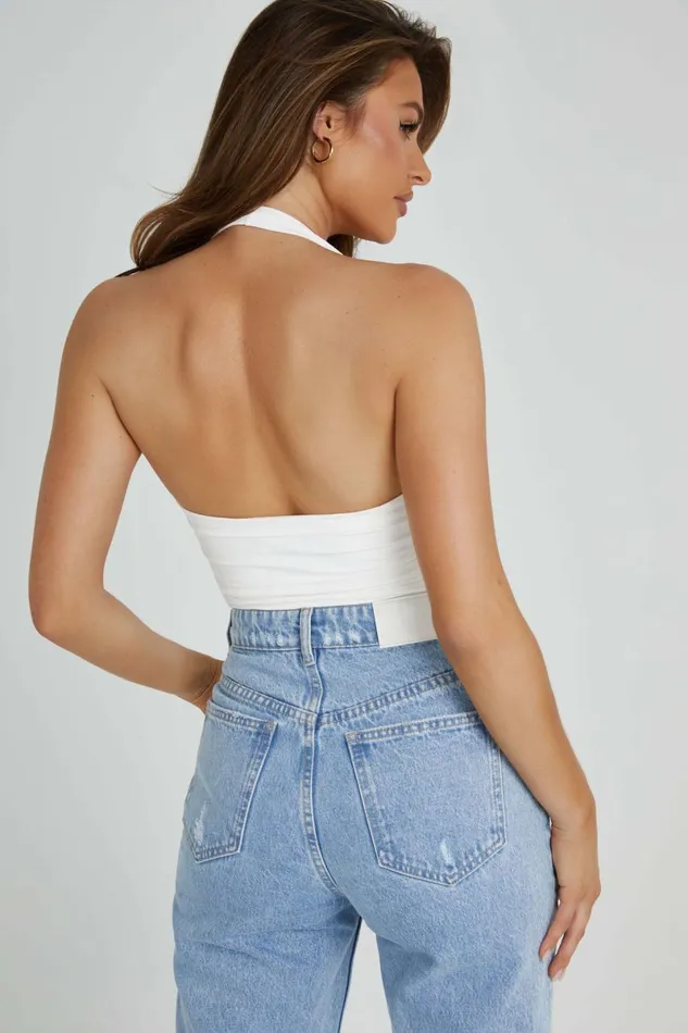 Meshki Basic Tops Marie Recycled Nylon Halter Top 8211 White White 8211 Women