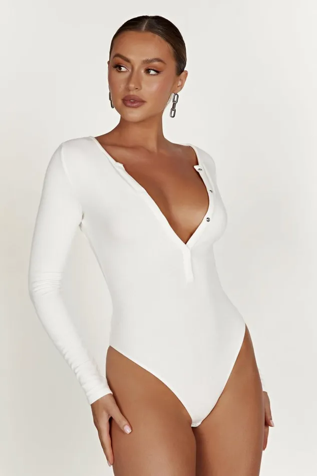 Meshki Bodysuits Naomi Long Sleeve Bodysuit 8211 White White 8211 Women