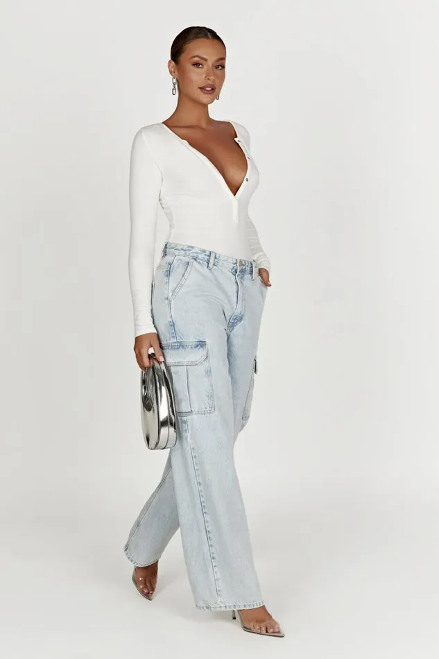 Meshki Bodysuits Naomi Long Sleeve Bodysuit 8211 White White 8211 Women