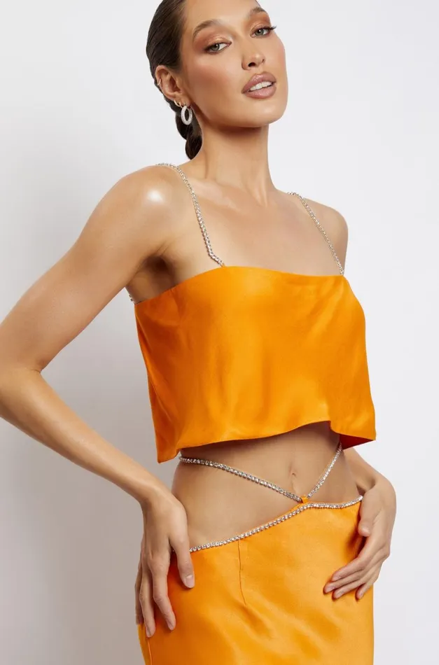 Meshki Crop Tops Dayana Straight Cut Crop Top 8211 Mandarin Mandarin 8211 Women Meshki Crop Tops Dayana Straight Cut Crop Top 8211 Mandarin Mandarin 8211 Women