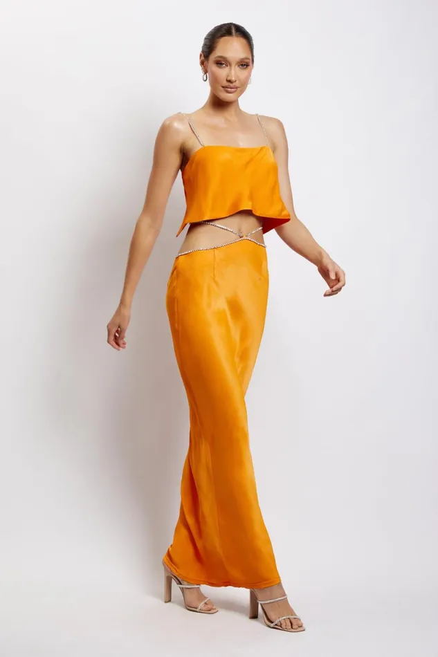 Meshki Crop Tops Dayana Straight Cut Crop Top 8211 Mandarin Mandarin 8211 Women Meshki Crop Tops Dayana Straight Cut Crop Top 8211 Mandarin Mandarin 8211 Women