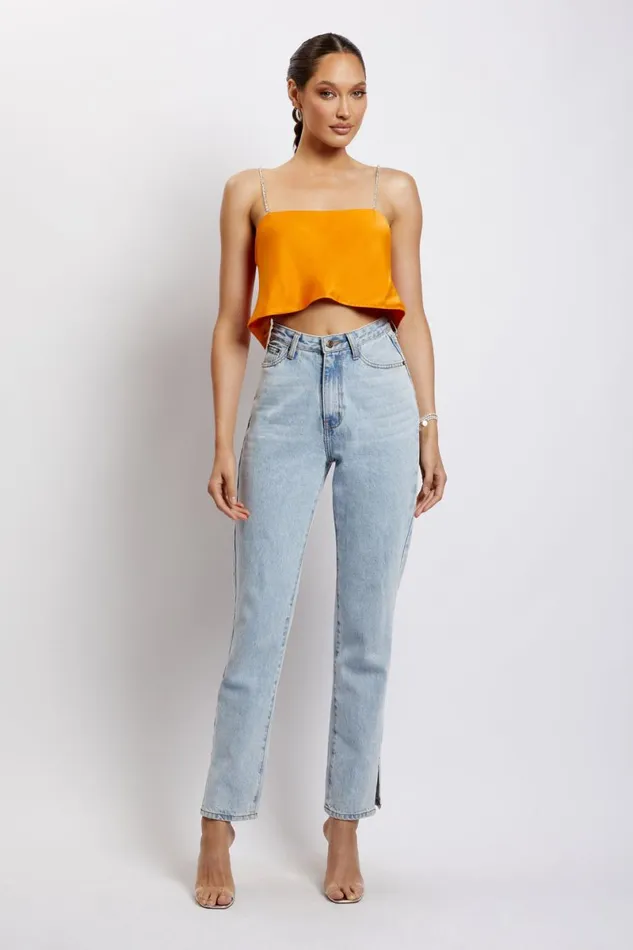 Meshki Crop Tops Dayana Straight Cut Crop Top 8211 Mandarin Mandarin 8211 Women Meshki Crop Tops Dayana Straight Cut Crop Top 8211 Mandarin Mandarin 8211 Women