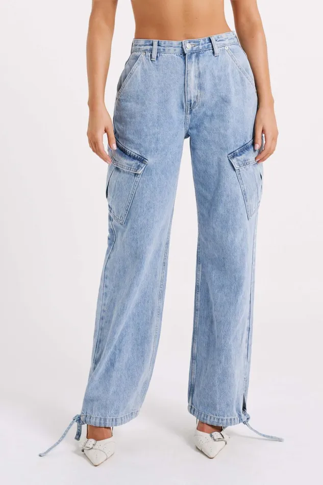 Meshki Denim Thelma Denim Cargo Pants 8211 Mid Blue Midblue 8211 Women