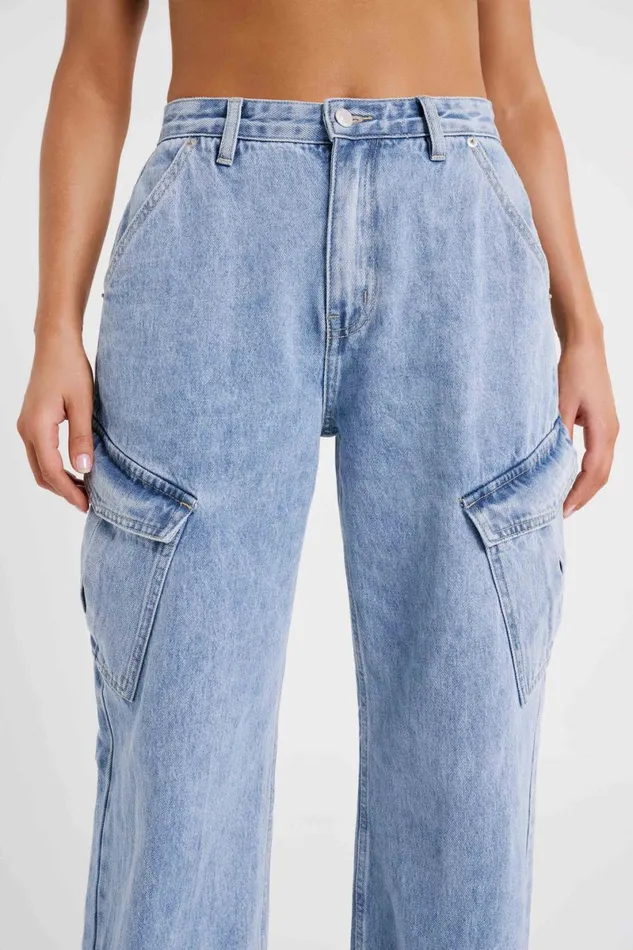 Meshki Denim Thelma Denim Cargo Pants 8211 Mid Blue Midblue 8211 Women
