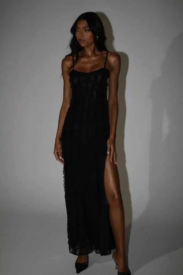 Meshki Maxi Dresses Jacinta Chiffon Maxi Dress 8211 Black Black 8211 Women
