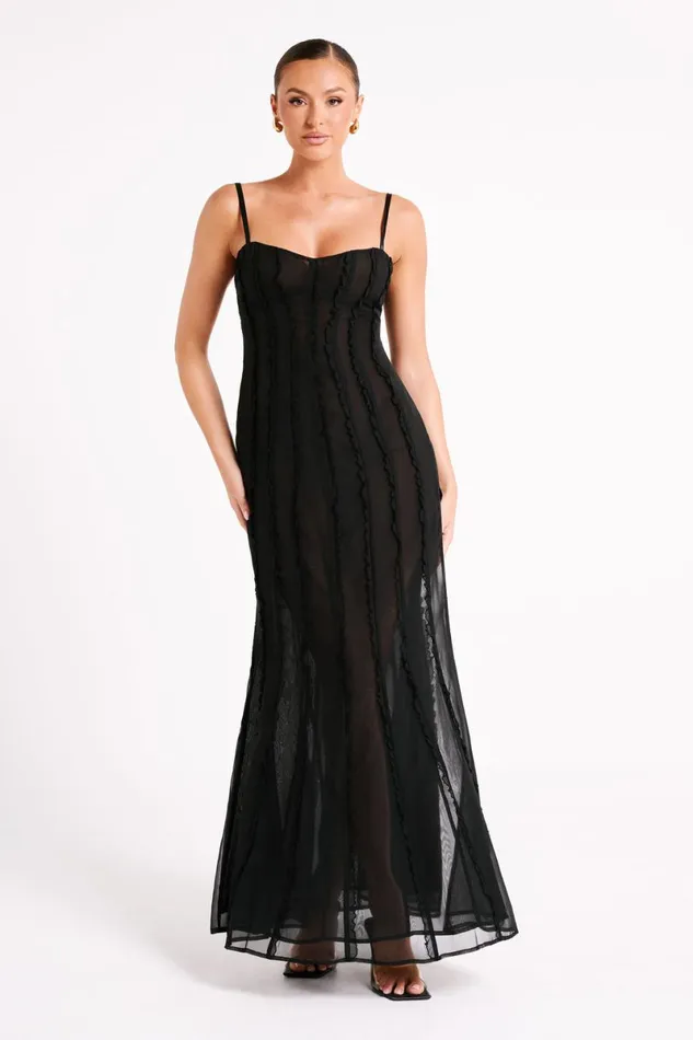 Meshki Maxi Dresses Jacinta Chiffon Maxi Dress 8211 Black Black 8211 Women