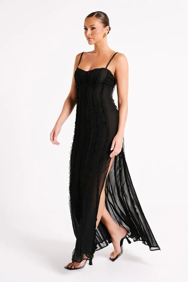 Meshki Maxi Dresses Jacinta Chiffon Maxi Dress 8211 Black Black 8211 Women