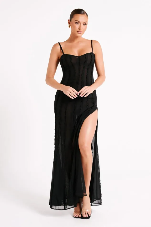 Meshki Maxi Dresses Jacinta Chiffon Maxi Dress 8211 Black Black 8211 Women