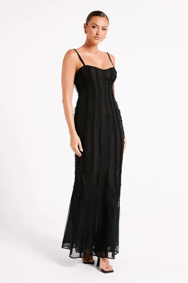 Meshki Maxi Dresses Jacinta Chiffon Maxi Dress 8211 Black Black 8211 Women