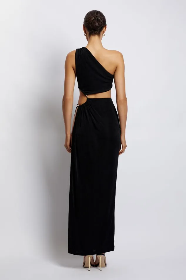 Meshki Maxi Dresses Paige Ruched Side Cut Out Maxi Dress 8211 Black Black 8211 Women