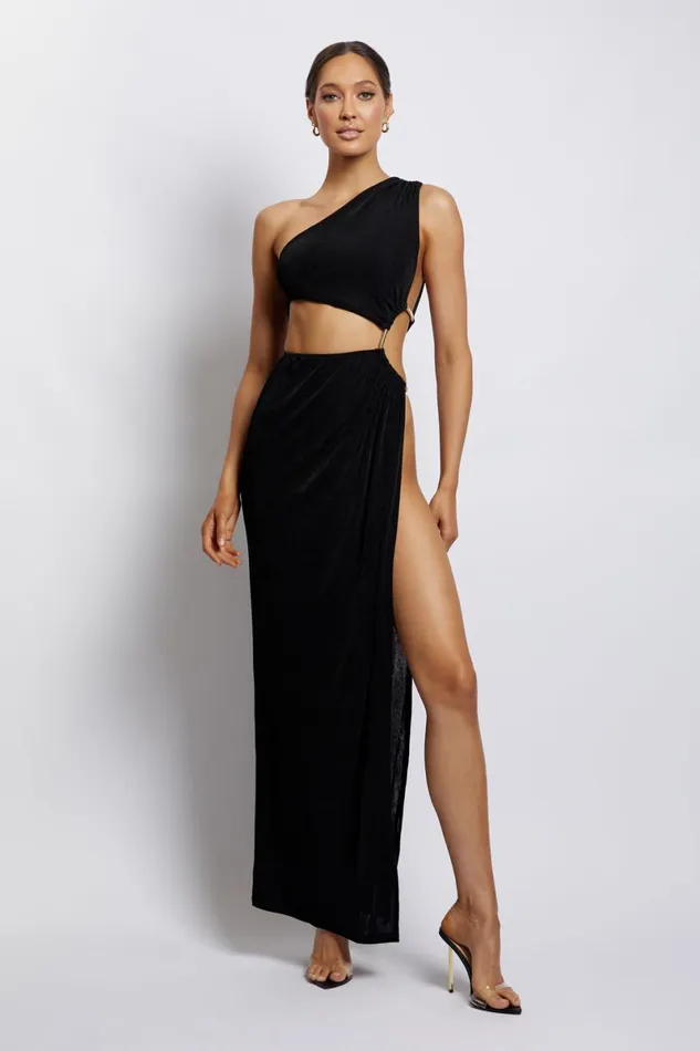Meshki Maxi Dresses Paige Ruched Side Cut Out Maxi Dress 8211 Black Black 8211 Women