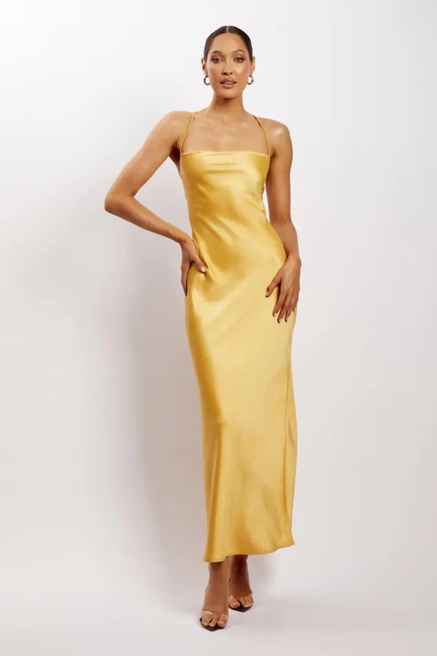 Meshki Maxi Dresses Sydney Straight Neck Slip Maxi Dress 8211 Yellow Yellow 8211 Women