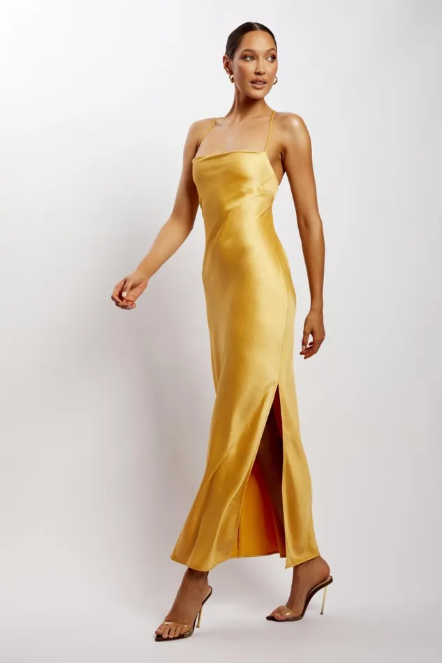 Meshki Maxi Dresses Sydney Straight Neck Slip Maxi Dress 8211 Yellow Yellow 8211 Women