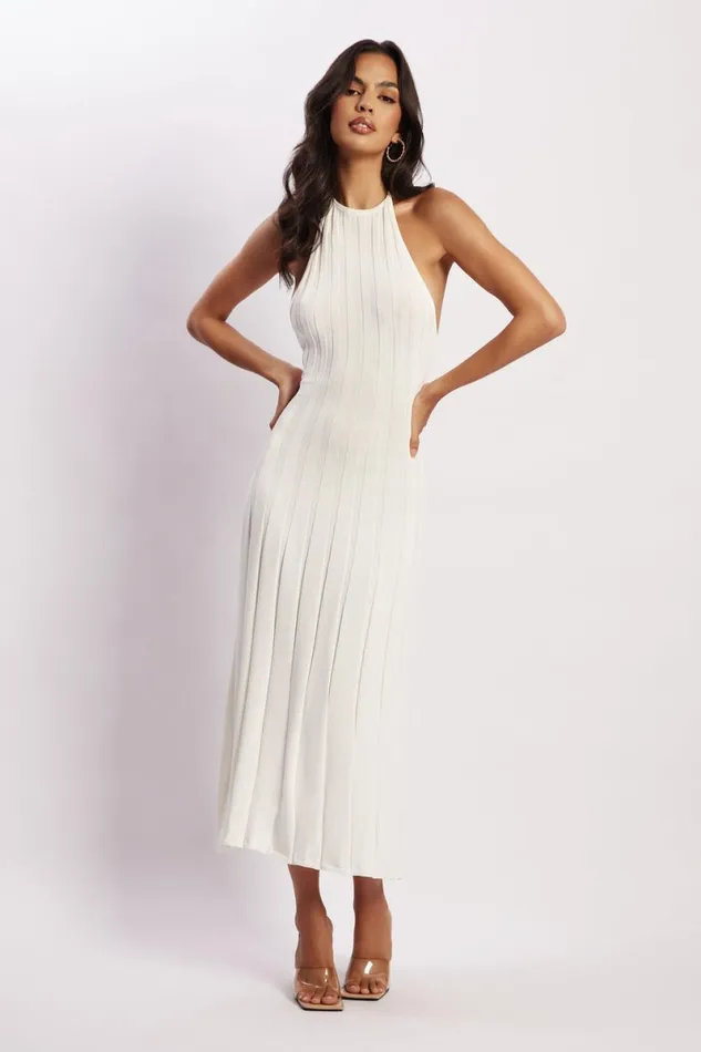 Meshki Midi Dresses Adrienne Halter Neck Midi Dress 8211 White White 8211 Women