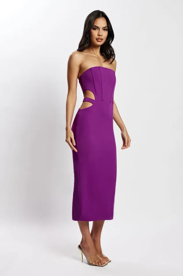 Meshki Midi Dresses Catherine Cut Out Midi Dress 8211 Violet Violet 8211 Women Meshki Midi Dresses Catherine Cut Out Midi Dress 8211 Violet Violet 8211 Women