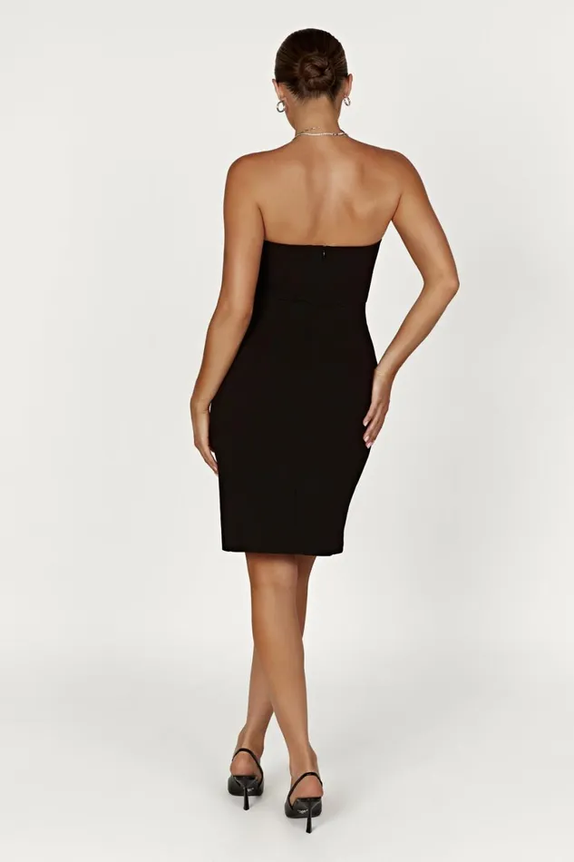 Meshki Mini Dresses Rachel Crepe Bandeau Thigh Split Mini Dress 8211 Black Black 8211 Women Meshki Mini Dresses Rachel Crepe Bandeau Thigh Split Mini Dress 8211 Black Black 8211 Women