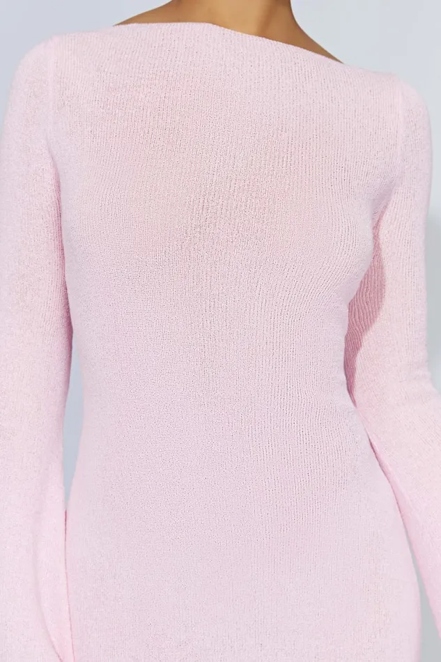 Meshki Mini Dresses Zahra Long Sleeve Open Back Mini Knit Dress 8211 Blush Pink Blushpink 8211 Women